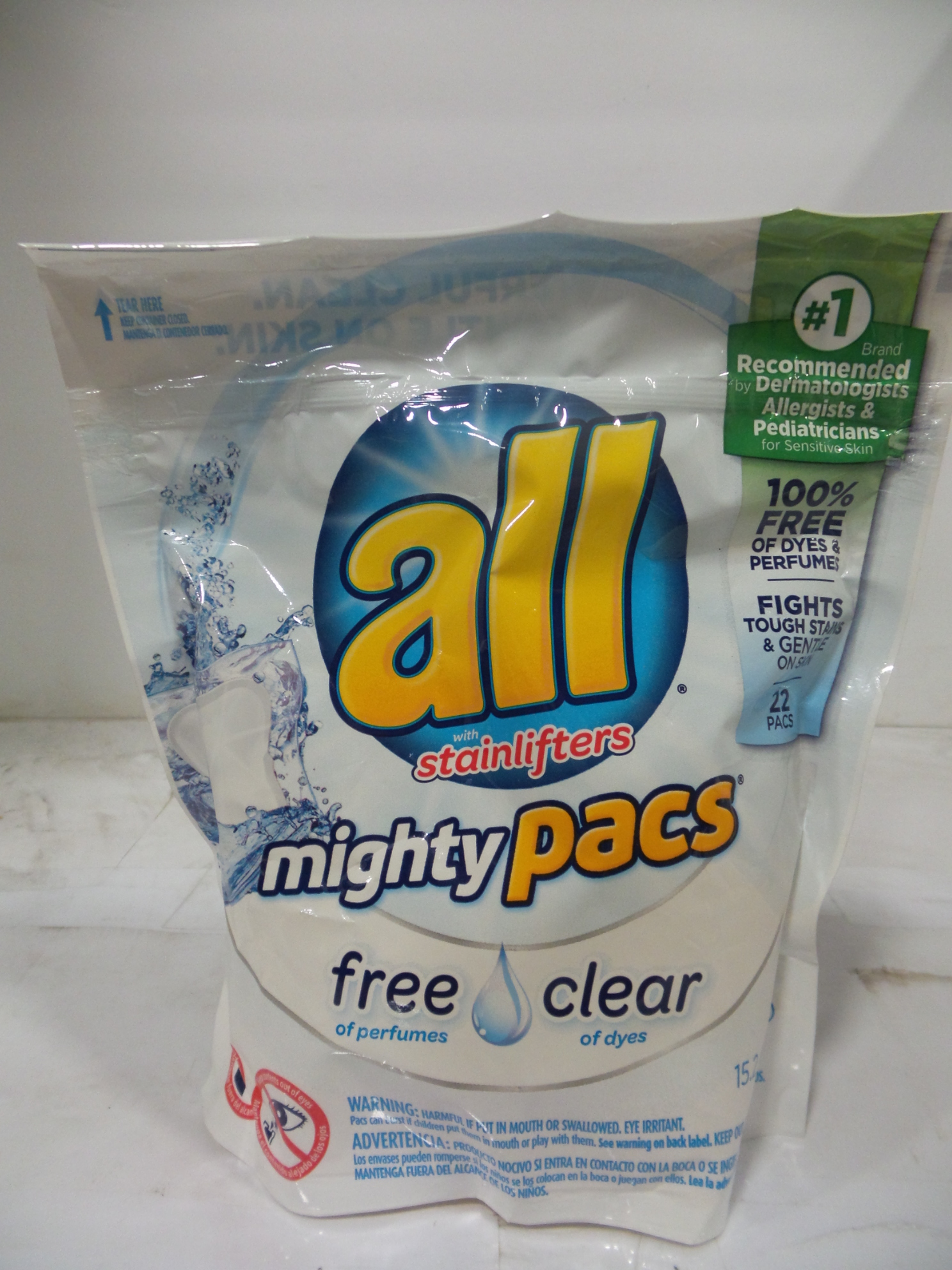 All Mighty Pacs Laundry Detergent Free & Clear 22 ct 15.5 oz eBay